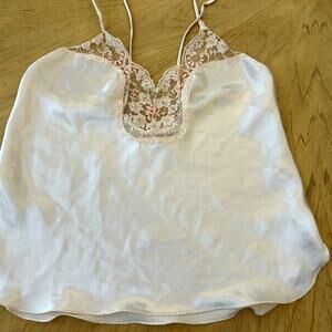 VTG 80s Camisole Cami S Silky Lace Fairy Festival Coquette Pjs Top Soft Sexy